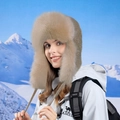 Chapka d'hiver avec cache-oreilles en fausse fourrure marron clair pour grand froid - Khaki