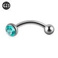 G23 titanium curved eyebrow ring with a brilliant sea blue zircon stone inlay - Blue Zircon