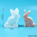 Moule en silicone lapin 3D avec détails floraux pour bricolage gâteaux et bougies - Style Lapin Floral Blanc (50-3490-D)