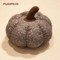 Cuscino di zucca in peluche con motivo floreale marrone e morbido stelo in velluto - 20cm / Fantasia Floreale Marrone