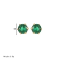 6mm round green gemstone stud earrings with gold plating and six-prong setting - Gold-Green Zirconia