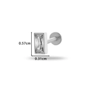 G23 titanium labret stud with 0.57cm x 0.31cm rectangle cubic zirconia inlay - 5# Rectangle Style / Silver