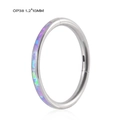 G23 Titanring mit 1,2*10 mm lila und blauem Opal-Inlay für Nasen- oder Ohrpiercings - Seitlich Eingelegter Lila Blauer Opal / 1,2*10mm