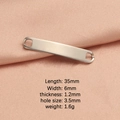 Silver stainless steel curved bar connector 35x6mm for DIY jewelry on pink fabric - 35*6mm / Steel
