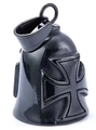 Colgante campana de motorista en acero inoxidable negro con cruz de hierro relieve - Cruz con Cierre de Pellizco (GBK-025) / Negro