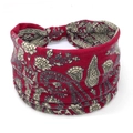 Red Bohemian paisley print elastic headband for women with vintage floral pattern - 17
