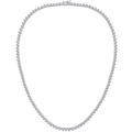 Classica collana tennis in argento con zirconi a 3 griffe su sfondo bianco puro - 18inch / 3 Griffe Oro Bianco 4mm