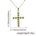 Gold cross necklace with green zircon inlay including size and weight measurements - Style Z (Hollow Cross/Green Zirconia)