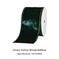Dark green wired velvet ribbon with gold metallic edges for Christmas tree decoration - Dark Green Velvet Gold Edge