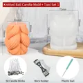 Set aus Kugelkerzenform aus Silikon mit orangefarbener Kerze und 50 Dochten und Tools - Gewebte Ballform + Werkzeugset 1