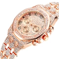Luxurious rose gold hip hop watch with full diamond setting and Roman numeral dial - Rose Gold (Watch)