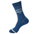 Deep blue mid-calf cotton socks with Dream Team lettering and yellow toe stripes - Dark Blue Dream Team