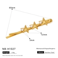 Barrette en acier inoxydable doré avec trois étoiles de mer et des perles blanches - Barrette Étoile de Mer Perle Dorée (NB-H1027) / Or 18 carats