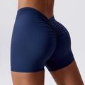 Pantaloncini da yoga blu navy a vita alta con effetto push-up per donna - S / Blu navy