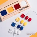 Solid nail polish set in red, yellow, blue, and white with cream texture and brush - Primary Colors Plus White (B-grade Lucky Bag)