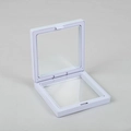 White square PE film suspension jewelry display box for rings and small accessories - White; 7*7*2