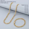 Conjunto de collar y pulsera de cadena Figaro dorada de 6 mm en acero inoxidable - Pulsera 20CM / 6mm Dorado