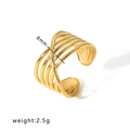 8mm wide gold layered line open ring with cubic zirconia inlay and geometric weaving design - Adjustable Open / Multi-layer Geometric Woven Line Style (HF-J1334) / Gold