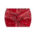 Red paisley bandana headband for women with a twisted knot design and elastic stretch - 48-Red Bandana Paisley V2