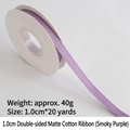Smoky purple matte cotton ribbon roll 1.0cm wide for gift wrapping and floral decoration - Double-sided Matte Cotton / 1.0cm Wide * 20 Yards / Smoky Purple