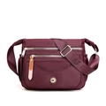 Waterproof nylon crossbody bag in deep wine red color with multi-layer zipper pockets - Carmine