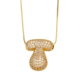 Golden balloon style letter T necklace with pavé cubic zirconia on box chain - Letter T / Gold