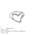 Eleganter minimalistischer silberner herzförmiger Edelstahl-Ring in französischer Form - US 6 / Hohles Herz-Stil (TR18902) / Stahlfarben