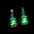 Detailed view of LED glowing Christmas tree clip earrings with vibrant festive colors - Christmas Tree Ear Clip
