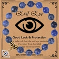 Blue zebra stone evil eye bracelet with gold accents and sparkling crystal charms - Sodalite Bracelet