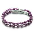 Bracelet pour homme en acier inoxydable violet et argenté style chaîne de moto - Acier inoxydable / Style Violet et Argent (KB80121-BD)