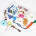 Durable cotton rope dog chew toy set with plush cow and dental rubber ball variant - 12-Piece Set Approx 510g