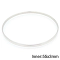 Polished silver stainless steel bangle bracelet with 55mm inner diameter and 3mm width - 3mm Steel Single Ring (68mm Inner Diameter)