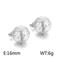 Silver soccer ball stud earrings in 16mm polished steel for a sporty stylish look - Style D Soccer Ball Stud (Silver)