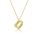 Detailed close-up of 18K gold plated letter D pendant with a 3D balloon effect - Letter D Necklace Set