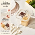 Four-grid seasoning box with airtight lid and spoons, 16x12x9cm transparent spice container - 4-Grid Seasoning Box
