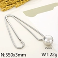 Polished 25mm silver sphere pendant on a 550mm stainless steel snake chain necklace - 550mm*3mm-25mm Ball-Steel Color(KN250860-Z)