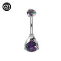 Piercing ombelico in titanio G23 argento con pietre di opale iridescente - Zirconia Colorata