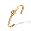 Minimalist gold knotted open bangle in polished stainless steel for women - Gold