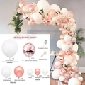 102pcs balloon arch kit featuring white and rose gold balloons with golden confetti - Rose Gold