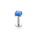 Surgical steel labret stud with a brilliant blue opal inlay for cartilage piercing - 3mm / Blue Opal (Silver Metal)