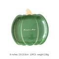Deep green pumpkin-shaped party paper plates with golden Pumpkin Plate text 10pcs set - 9 Inch Green Pumpkin Plates 10PCS