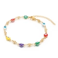 Goldenes Edelstahl-Armband mit bunten Emaille-Anhängern im bösen Blick-Design - Bunt (KB169287-MW)