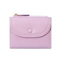 Chic light purple short wallet for women featuring snap flap and gold zipper closure - Purple