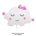 Smiling white cloud balloon with pink stars and bow for birthday party, 79x66cm - Star Cloud White (79*66cm)
