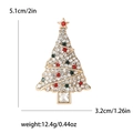 Christmas tree brooch with gold base and colorful rhinestones measuring 5.1cm by 3.2cm - Christmas Tree-2543-WH (Gold Base Full White with Red/Green Accents)