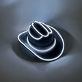 Black LED cowboy hat with white EL wire lighting for Halloween rave parties - Pet Hat-Black White