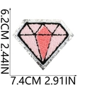 Detailed pink chenille diamond patch with silver sequins, size 7.4x6.2cm, for DIY decor - Chenille Diamond Style (4号)