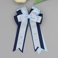 Equestrian bow hair clip in navy blue and gold horse bit pattern for girls - Blue Deep Blue Splicing