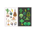 Luminous Day of the Dead temporary tattoos with sugar skulls and cactus designs - Day of the Dead Style (WS-Y082)