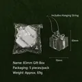 Silver 83mm Christmas gift box ornaments, 5pcs per pack with lanyards included - Gift Box / 83mm